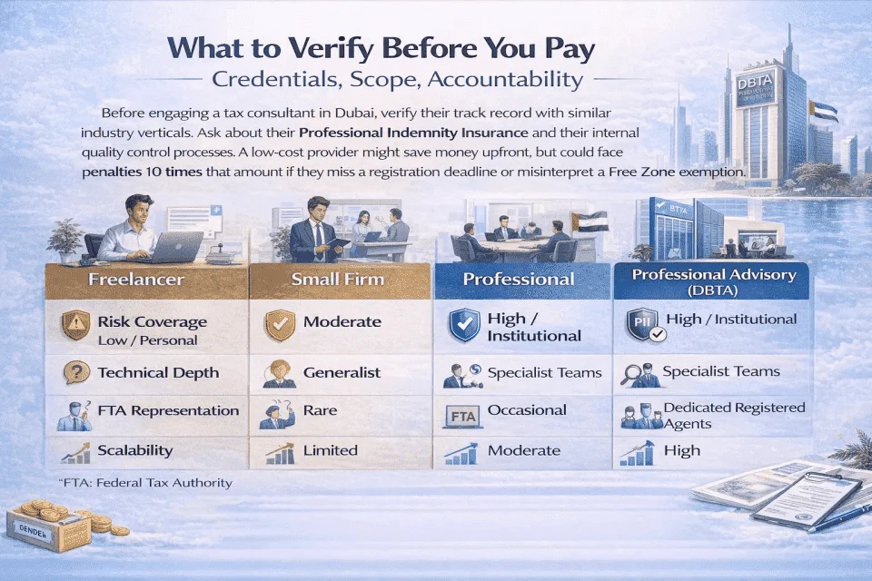 What to verify before you pay credentials, scope, accountability