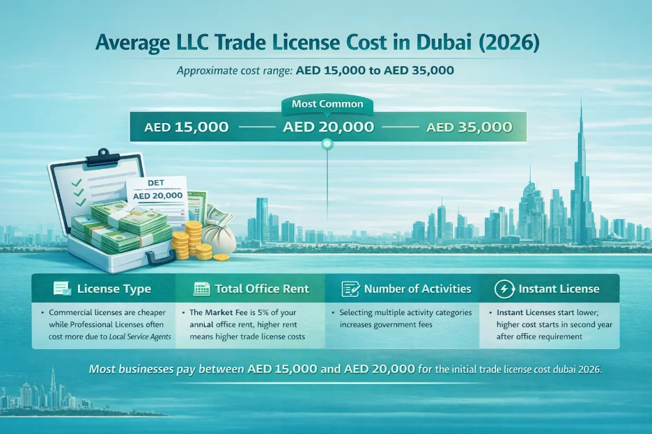 LLC Trade License Cost in Dubai (2026): Full Breakdown of Fees, Approvals, and Renewal Charges