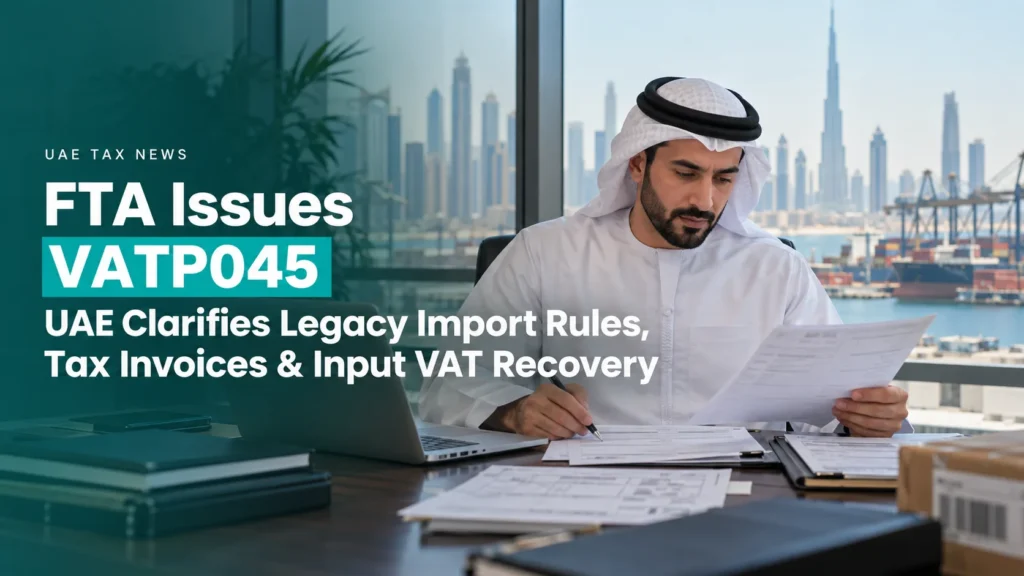 FTA Issues VATP045 UAE Clarifies Legacy Import Rules, Tax Invoices & Input VAT Recovery 